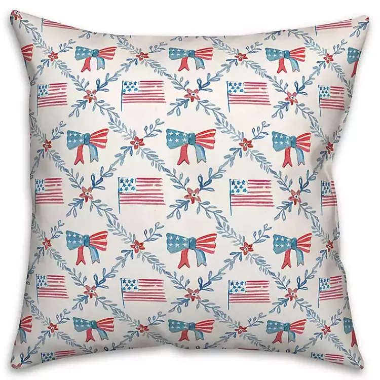 Outdoor Cushions & Pillows-Kirklands Home Flags and Bows 4th of July Indoor/Outdoor Pillow