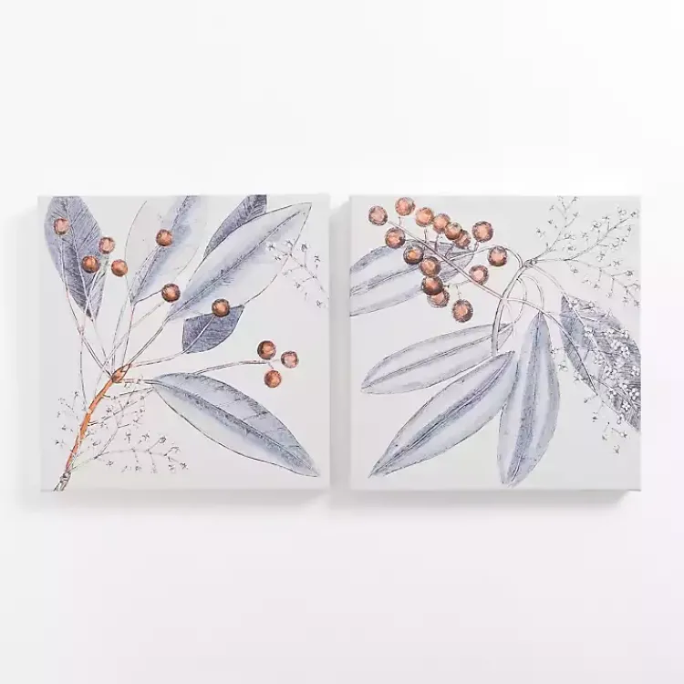 Canvas Art-Kirklands Home Blue Botanical Berries Canvas Art Prints, Set of 2