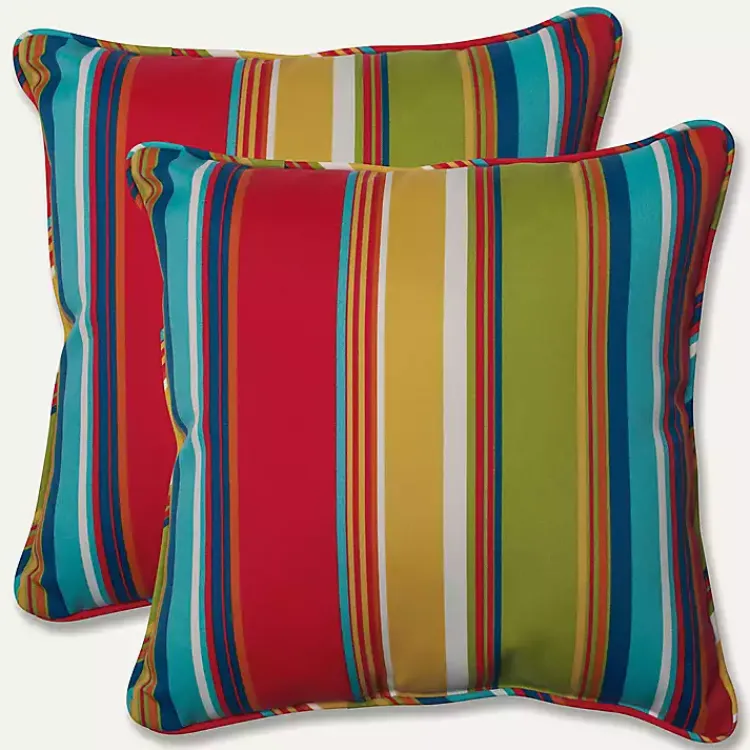 Outdoor Cushions & Pillows-Kirklands Home color Striped Outdoor Pillows, Set of 2 Multi