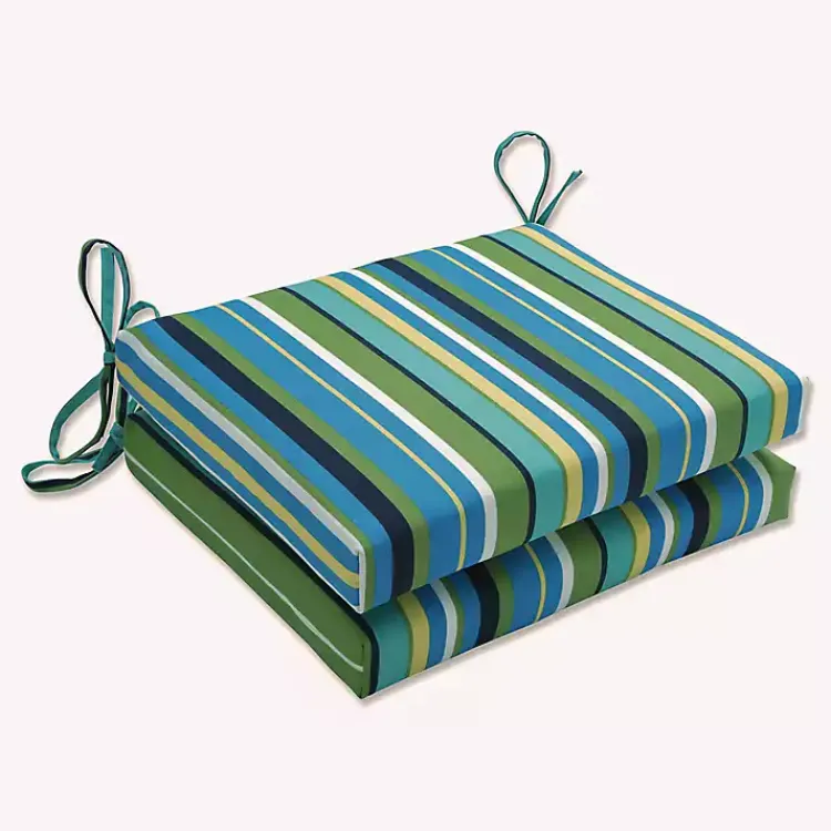 Outdoor Cushions & Pillows-Kirklands Home Blue Topanga Square Seat Cushions, Set of 2