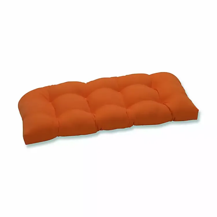 Outdoor Cushions & Pillows-Kirklands Home Tufted Outdoor Settee Cushion Orange