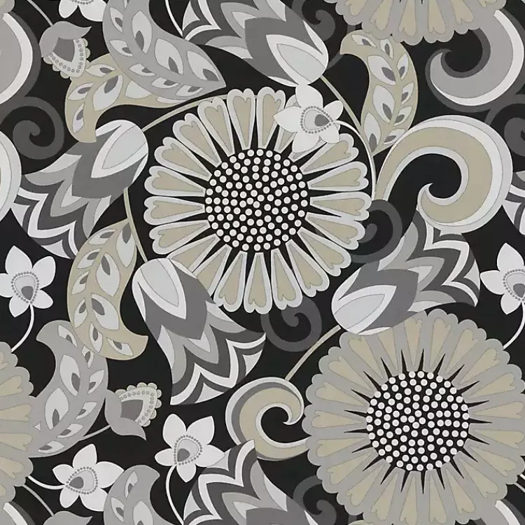 Outdoor Cushions & Pillows-Kirklands Home Graphite Floral Outdoor Chair Cushion