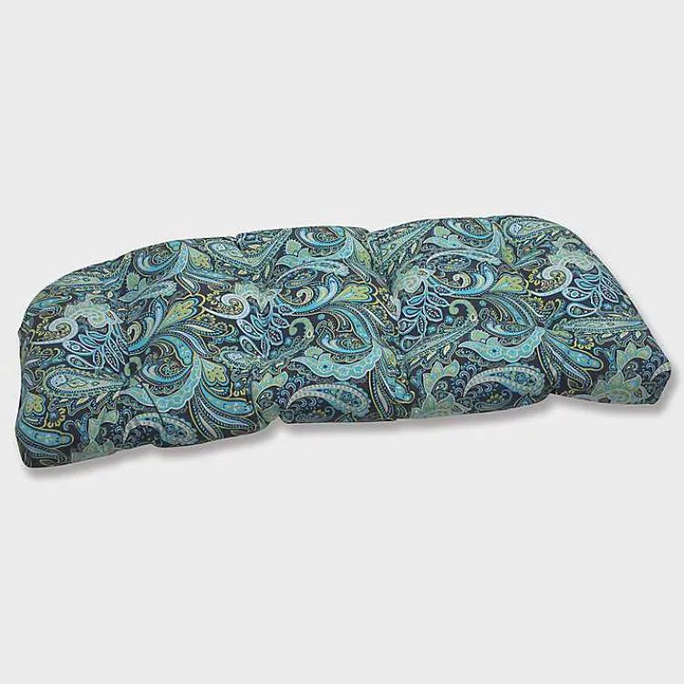 Outdoor Cushions & Pillows-Kirklands Home Paisley Outdoor Settee Cushion Blue