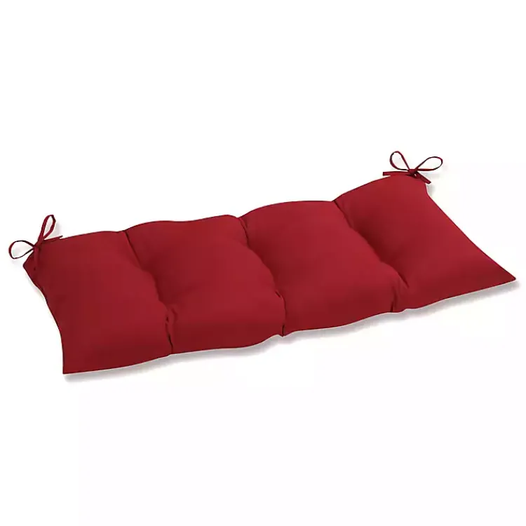 Outdoor Cushions & Pillows-Kirklands Home Solid Tufted Outdoor Settee Cushion Red