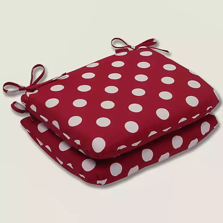 Outdoor Cushions & Pillows-Kirklands Home Red & White Polka Dot Outdoor Cushions, Set of 2