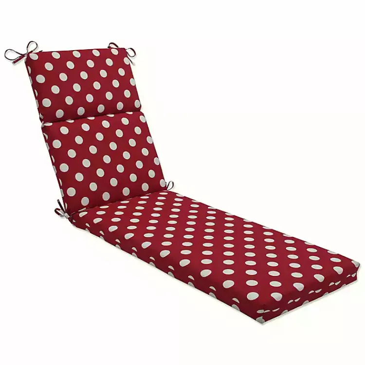 Outdoor Cushions & Pillows-Kirklands Home Red & White Polka Dot Outdoor Chaise Cushion