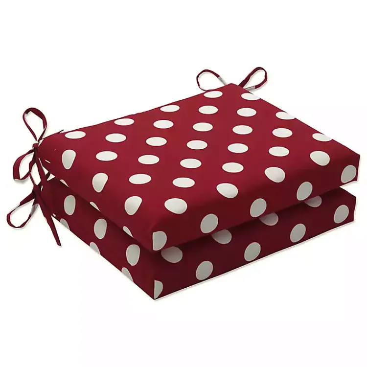 Outdoor Cushions & Pillows-Kirklands Home Red & White Polka Dot Square Cushions, Set of 2