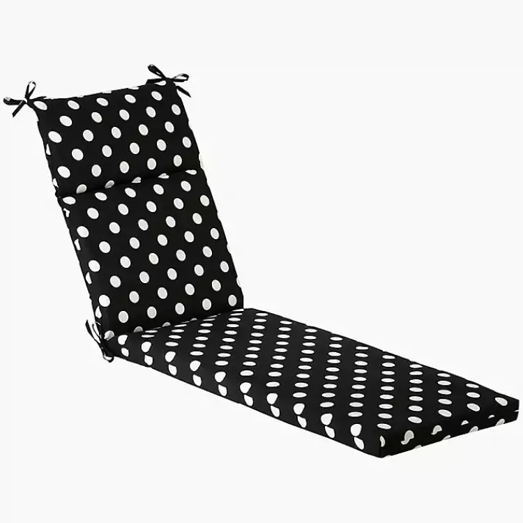 Outdoor Cushions & Pillows-Kirklands Home Polka Dot Outdoor Chaise Cushion Black