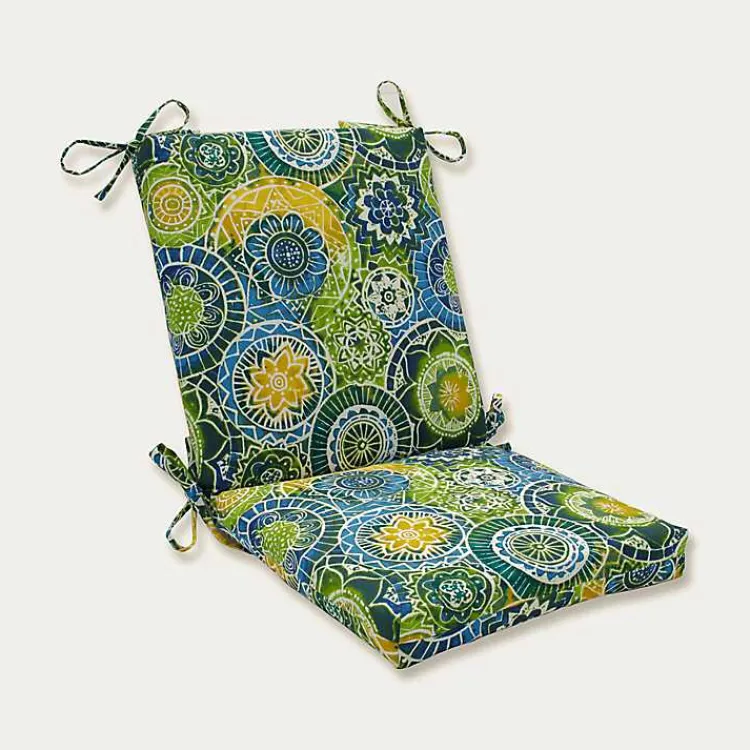 Outdoor Cushions & Pillows-Kirklands Home Blue and Green Lagoon Outdoor Chair Cushion