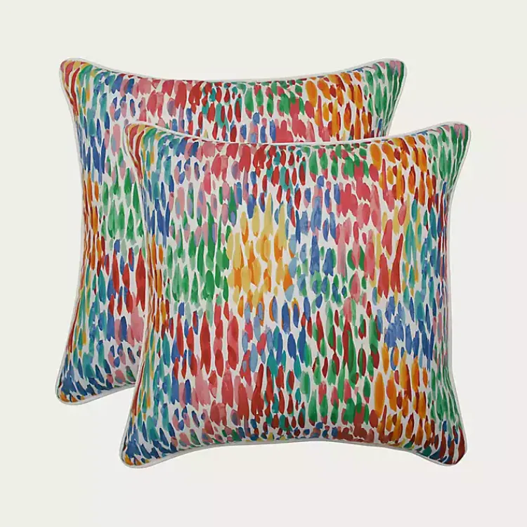 Outdoor Cushions & Pillows-Kirklands Home color Zinnia Outdoor Pillows, Set of 2 Multi