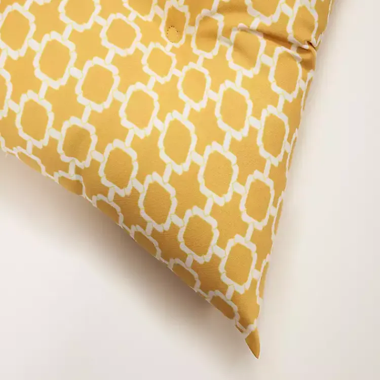 Outdoor Cushions & Pillows-Kirklands Home Pattern Tufted Outdoor Settee Cushion Yellow