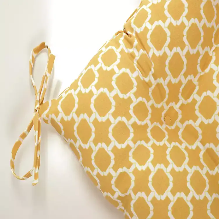 Outdoor Cushions & Pillows-Kirklands Home Pattern Tufted Outdoor Settee Cushion Yellow