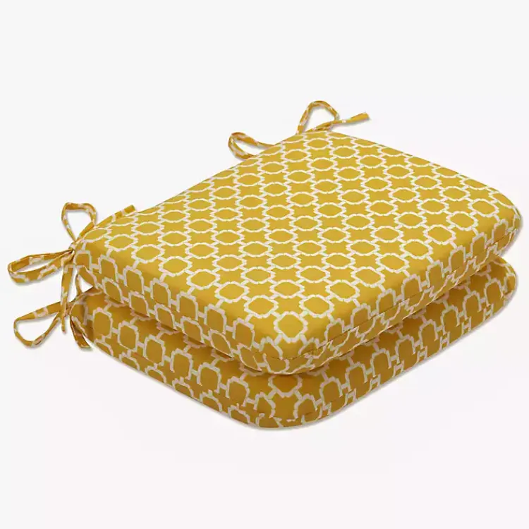 Outdoor Cushions & Pillows-Kirklands Home Rounded Outdoor Seat Cushions, Set of 2 Yellow
