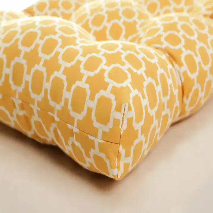 Outdoor Cushions & Pillows-Kirklands Home Pattern Rounded Outdoor Settee Cushion Yellow