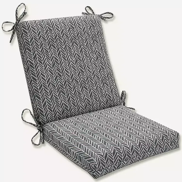 Outdoor Cushions & Pillows-Kirklands Home Slate Herringbone Outdoor Chair Cushion Gray