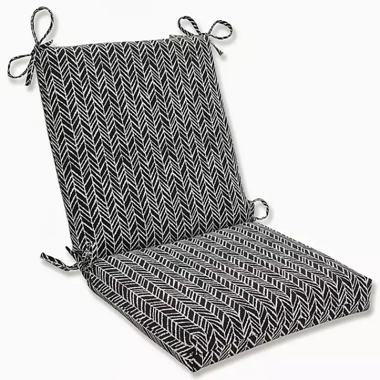 Outdoor Cushions & Pillows-Kirklands Home Herringbone Outdoor Chair Cushion Black