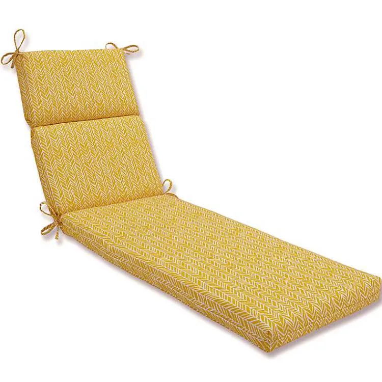 Outdoor Cushions & Pillows-Kirklands Home Herringbone Outdoor Chaise Cushion Yellow