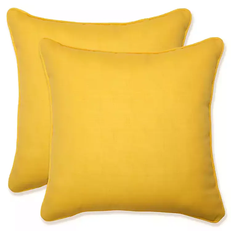 Outdoor Cushions & Pillows-Kirklands Home Solid Outdoor Pillows, Set of 2 Yellow