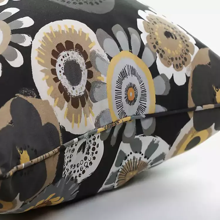 Outdoor Cushions & Pillows-Kirklands Home Black Crosby Outdoor Pillows, Set of 2