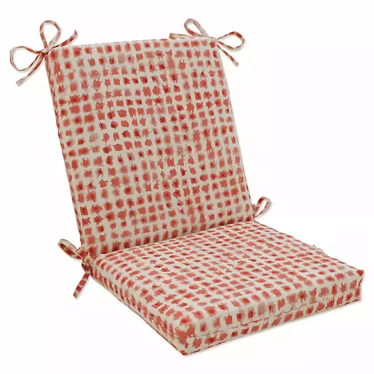 Outdoor Cushions & Pillows-Kirklands Home Coral Checkered Outdoor Chair Cushion