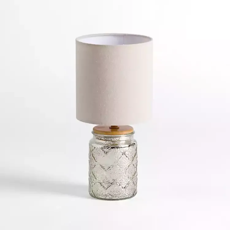 Table Lamps-Kirklands Home Silver Mercury Glass Mini Table Lamp White
