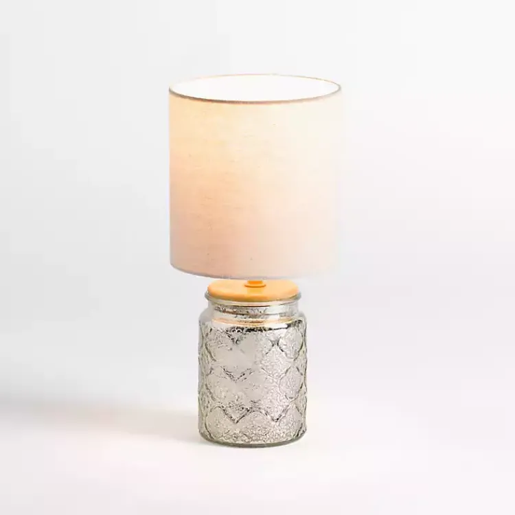 Table Lamps-Kirklands Home Silver Mercury Glass Mini Table Lamp White