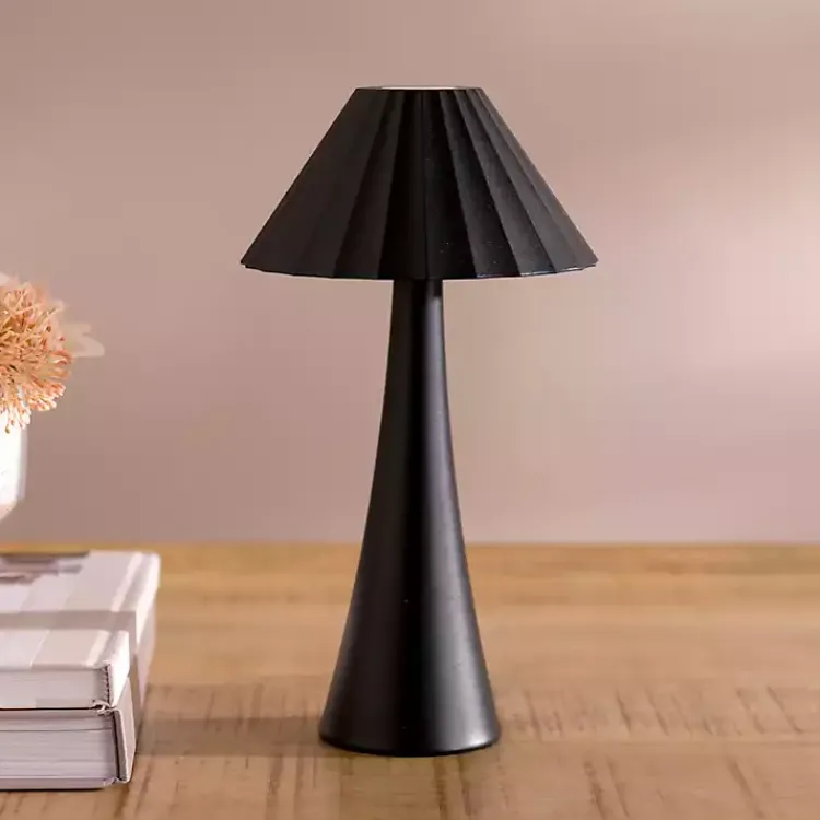 Table Lamps-Kirklands Home Metal Ribbed Rechargeable Touch Lamp Black
