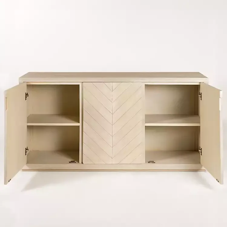 Cabinets & Sideboards-Kirklands Home Graywashed Wood Herringbone Sideboard