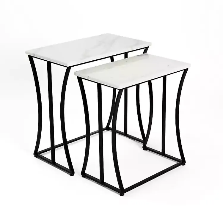 Accent & End Tables-Kirklands Home Marble Nesting Accent Tables, Set of 2 White