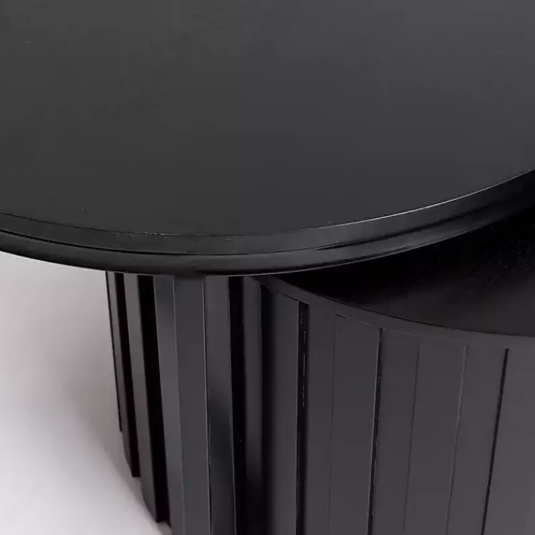 Coffee Tables-Kirklands Home Metal and Wood 2-pc. Storage Nesting Tables Black
