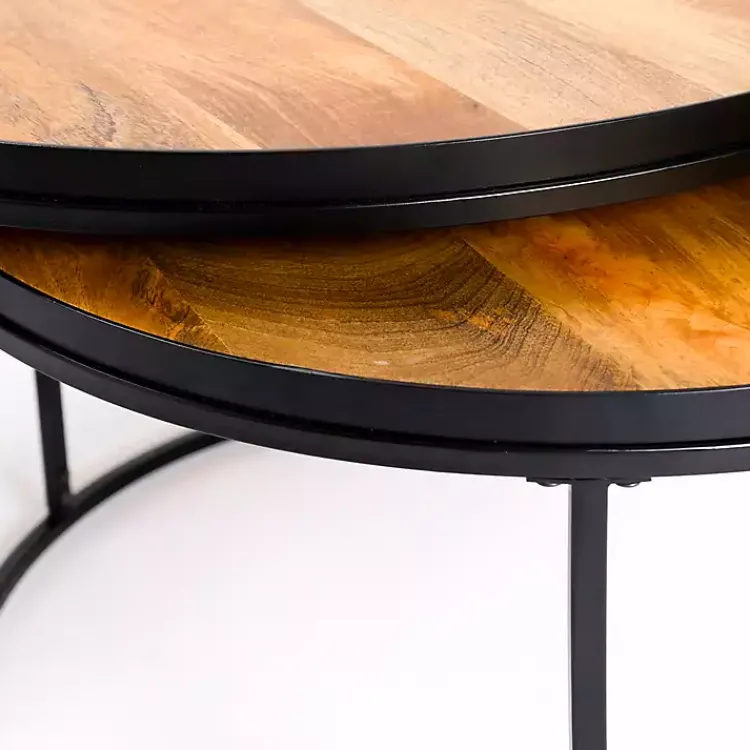 Coffee Tables-Kirklands Home Natural Wood & Metal 2-pc. Coffee Table Set Tan