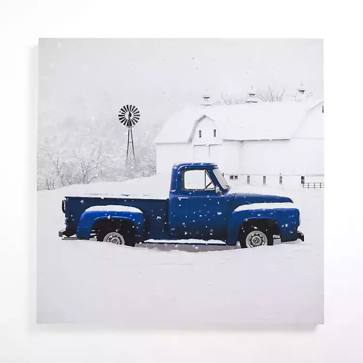 Canvas Art-Kirklands Home Navy Snowy Pickup Truck Canvas Art Print