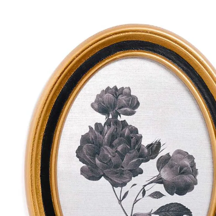 Framed Art-Kirklands Home Oval Black Floral Framed Art Print