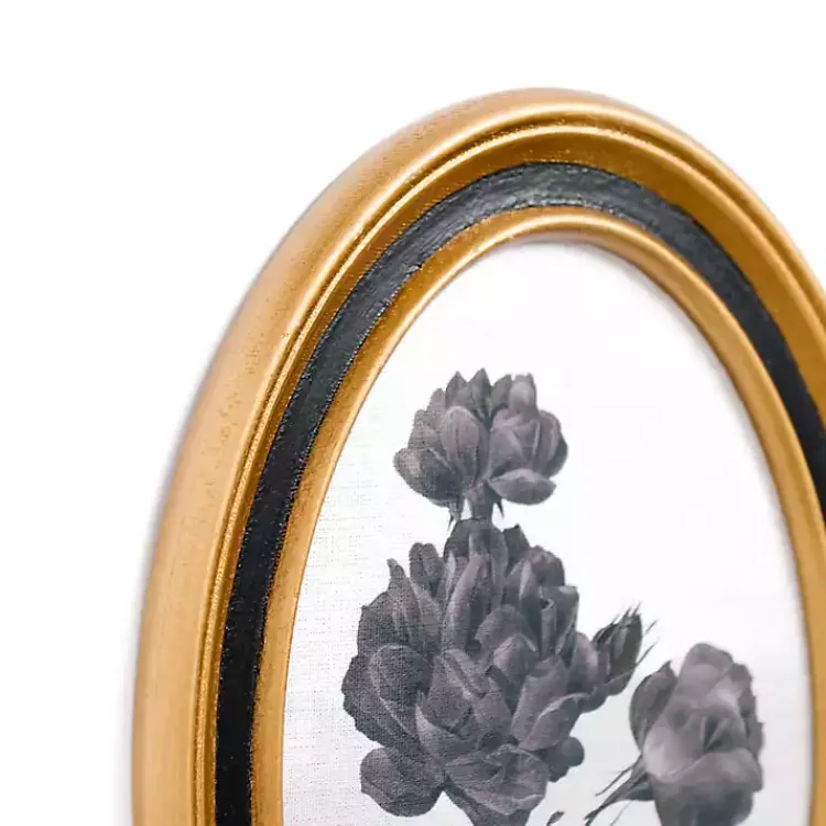 Framed Art-Kirklands Home Oval Black Floral Framed Art Print