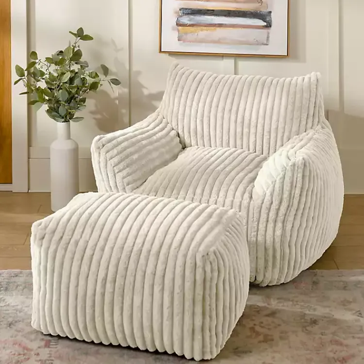 Benches & Ottomans-Kirklands Home Cream Comfy Foam Lounge Ottoman White