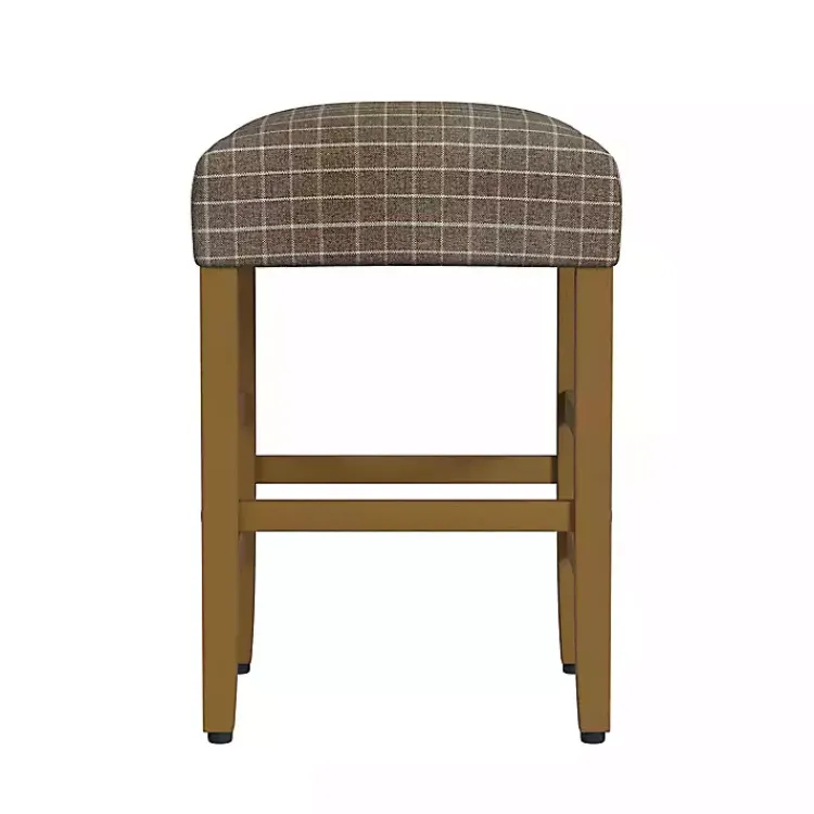 Bar Stools & Counter Height Stools-Kirklands Home Windowpane Upholstered Counter Stool Brown