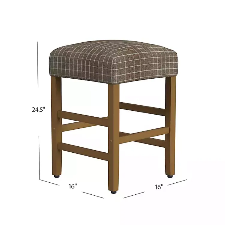 Bar Stools & Counter Height Stools-Kirklands Home Windowpane Upholstered Counter Stool Brown