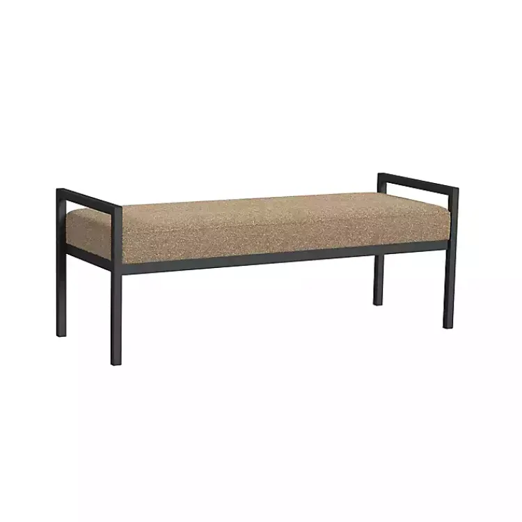 Benches & Ottomans-Kirklands Home Boucle Upholstered Metal Frame Bench Brown