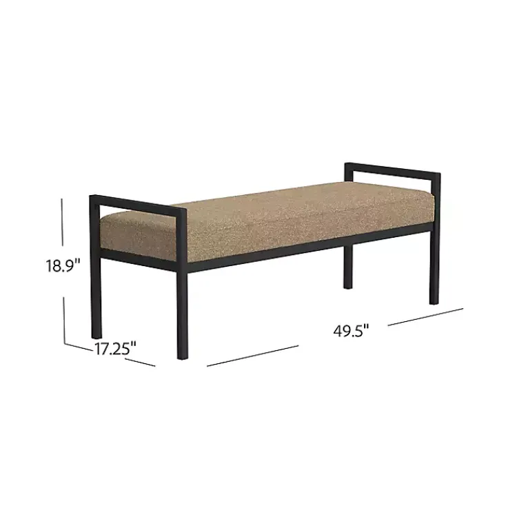 Benches & Ottomans-Kirklands Home Boucle Upholstered Metal Frame Bench Brown