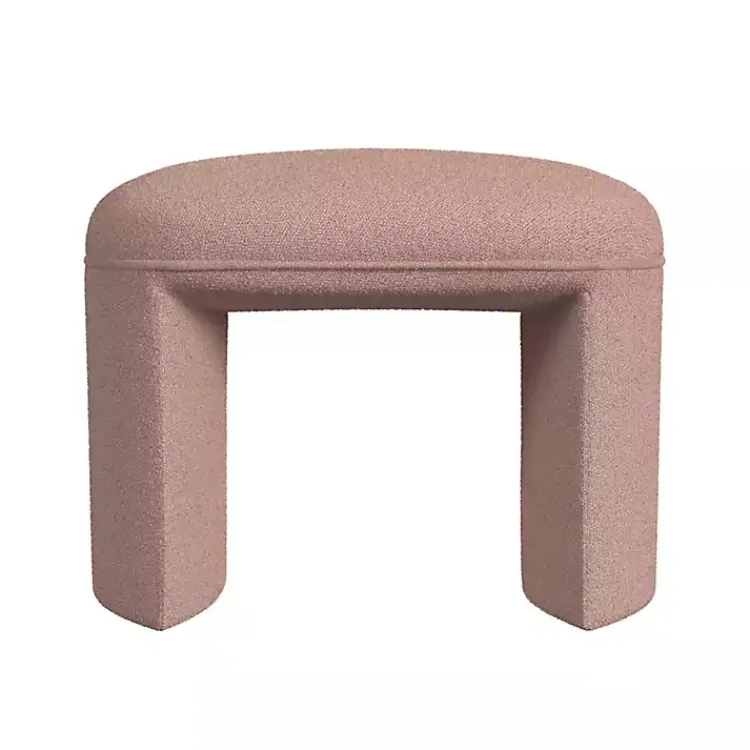 Benches & Ottomans-Kirklands Home Boucle Oval Upholstered Ottoman Pink