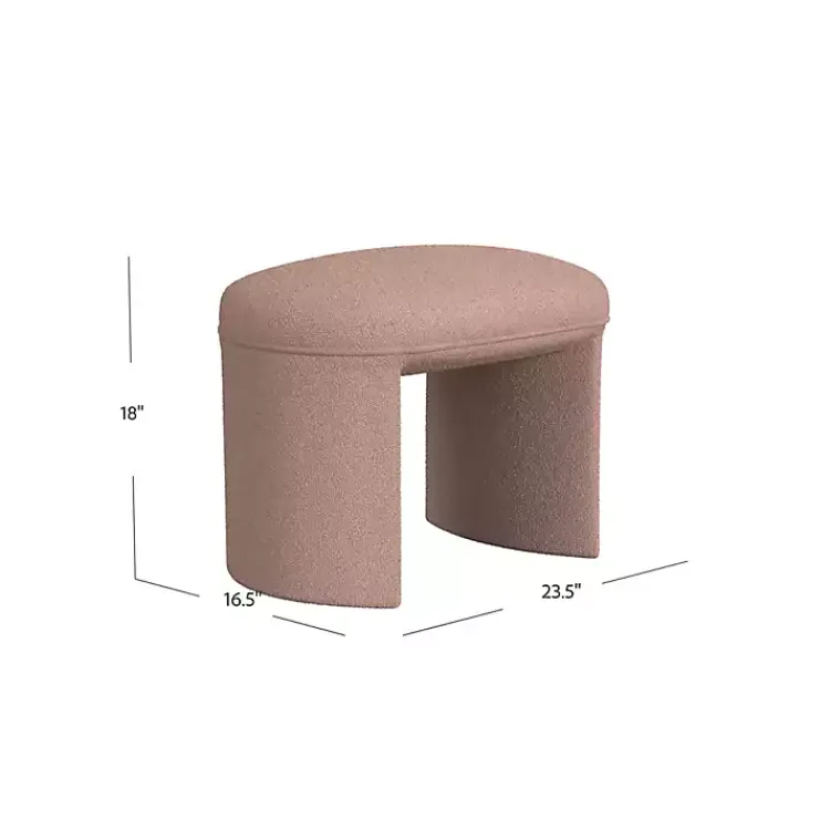Benches & Ottomans-Kirklands Home Boucle Oval Upholstered Ottoman Pink