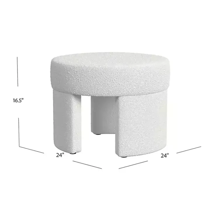 Benches & Ottomans-Kirklands Home Cream Boucle Round Upholstered Ottoman White