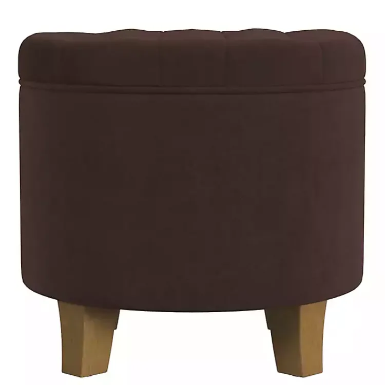 Benches & Ottomans-Kirklands Home Espresso Velvet Tufted Storage Ottoman Brown