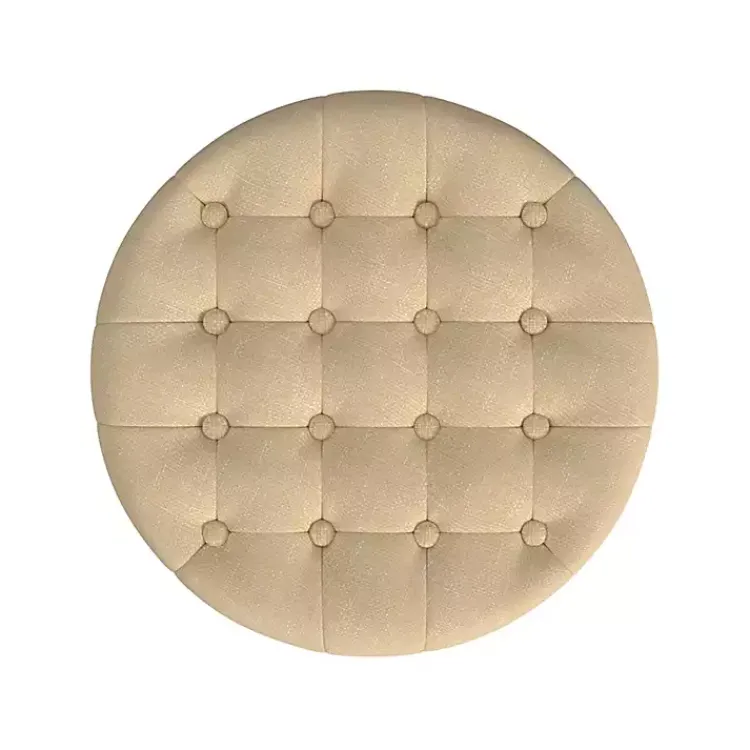 Benches & Ottomans-Kirklands Home Woven Upholstered Tufted Storage Ottoman Tan