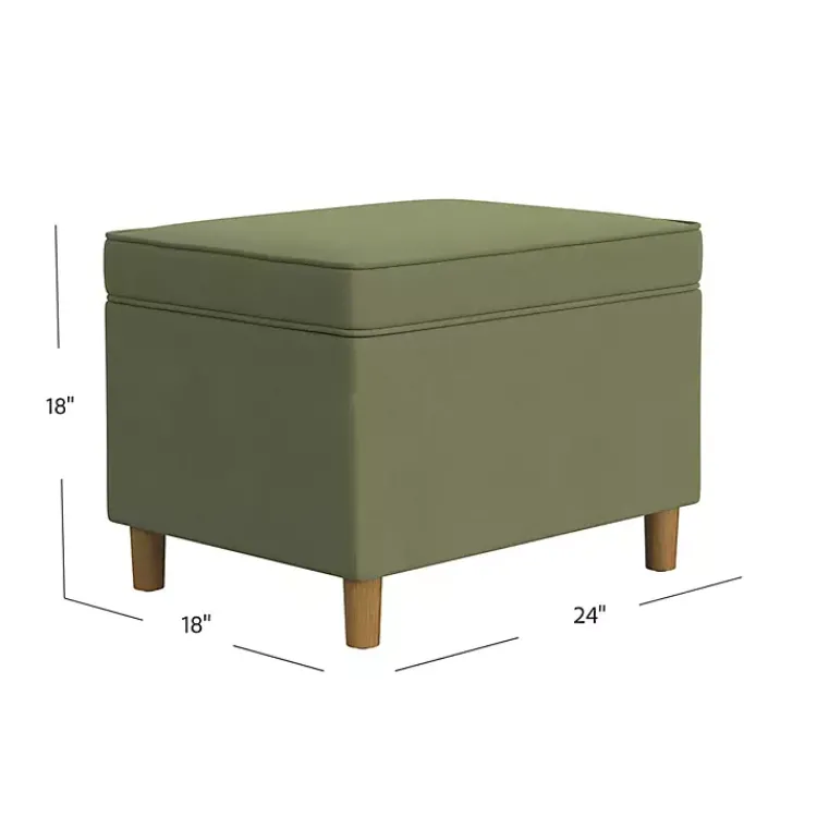Benches & Ottomans-Kirklands Home Sage Velvet Rectangle Storage Ottoman Green