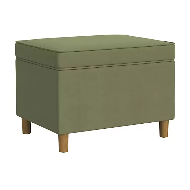 Benches & Ottomans-Kirklands Home Sage Velvet Rectangle Storage Ottoman Green