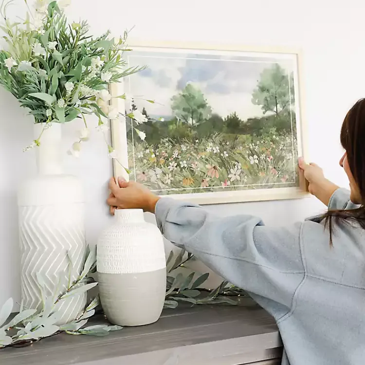 Framed Art-Kirklands Home Floral Field Framed Art Print Green