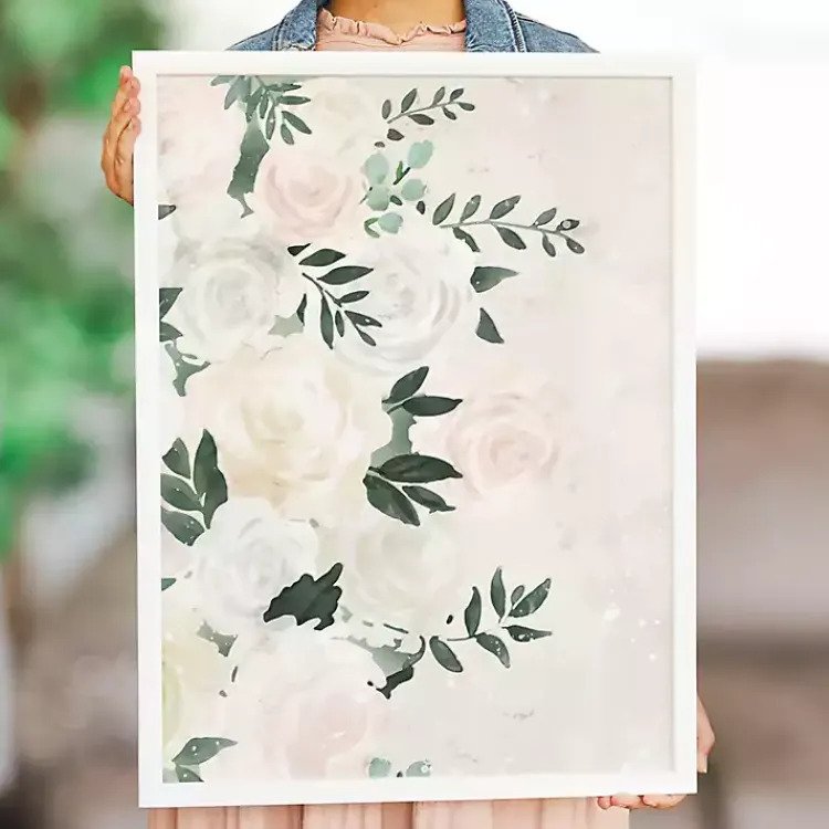 Framed Art-Kirklands Home Cream Elegant Floral Framed Art Print Ivory