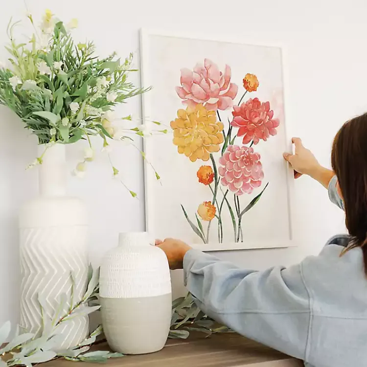 Framed Art-Kirklands Home Pink and Yellow Flowers Framed Art Print