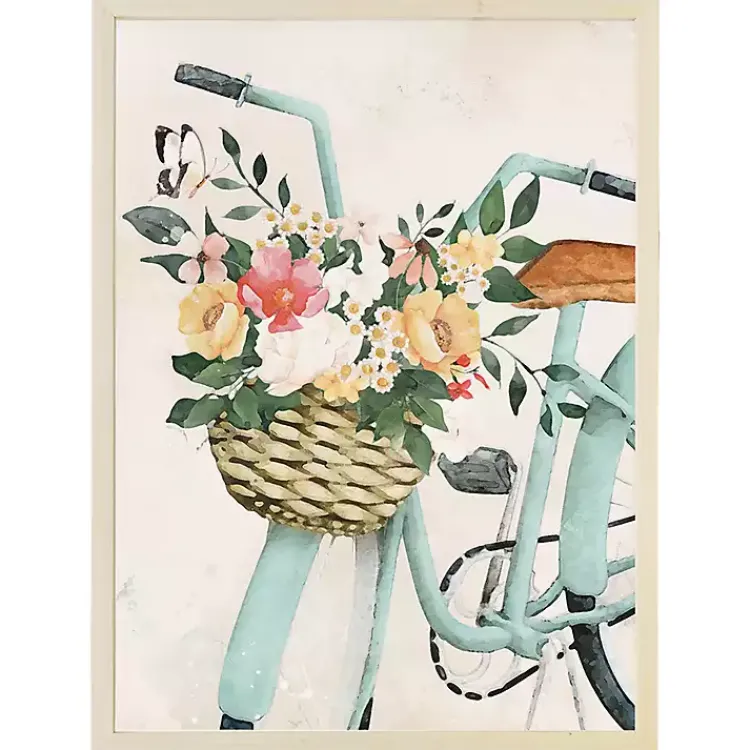 Framed Art-Kirklands Home Floral Bike Basket Framed Art Print